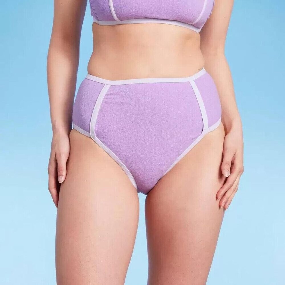 NEW Kona Sol Terry Cloth Lavender Purple Bikini Bottom Size Large